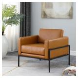 $200 Carmel Faux Leather Modern Metal Frame Accent