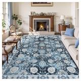 $132 Blue 9x12 Area Rugs for Living Room, Washable