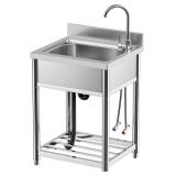$180 Free Standing Stainless-Steel Single Bowl Com