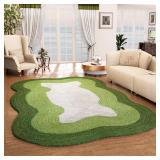 $36 Scalloped Hand Braided Rectangle Jute Rug, Far