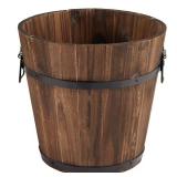 11.8 in. x 11.8 in. Burnt Wood Bucket Barrel