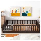 $200 Full Size Floor Bed with Fence and Door,Rubbe