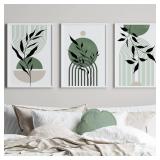 $23 Mid Century Modern Wall Art Set of 3 Sage Gree