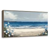 $91 Coastal Beach Canvas Wall Art, Ocean Seascape