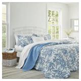 $61 Bedford 2-Piece Blue Floral Cotton Twin Quilt