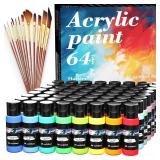 $34 Acrylic Paint Set 76 PCS of 64 Colors 2fl oz 6