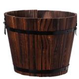 $35 Rustic Wooden Whiskey Barrel Planter with Dura