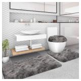$43 Grey Bathroom Rug Set 3 Pieces, Bath Mat, Cont