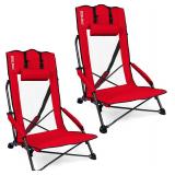 $63 High Back Low Profile Beach Chairs 2 Pack - Ex