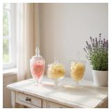 $30 Decorative Glass Apothecary Jars Set of 3, Tau