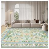 $170 Washable Boho Area Rug 8' 10' Green Boho Larg