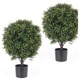 $129 Set of 2 4ft Artificial Outdoor Topiary Trees
