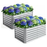 $90 4X2X2ft (2 Pack) Galvanized Raised Garden Bed,