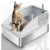 $46 Stainless Steel Litter Box | XL Enclosed Cat L