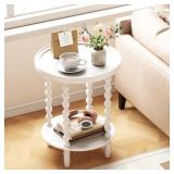 $66 Round Side Table with Storage Shelf, 2 Tier Ac