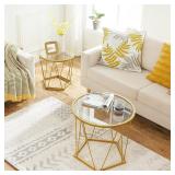 $63 HOOBRO Small Coffee Table Set of 2, Round Coff
