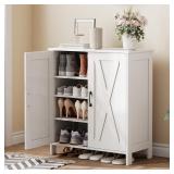 $90 Homleke Farmhouse Shoe Cabinet with 2 Barn Doo