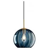 Luxury Blue Glass Spherical Chandelier Bedroom Bed