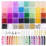 $12 1368pcs 6mm Glass Beads for Bracelets, 34 Colo