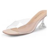 $29 SZ UK 39-DREAM PAIRS Women's Clear Heeled Sand