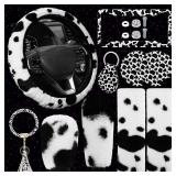 $17 PINK 10 Pieces Cow Print Car Accessories Set C