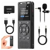$33 Tonfarb 64GB Digital Voice Recorder with Playb