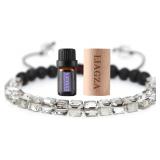 $15 Lava Rock Bead Bracelet For Women-Zebra Stone