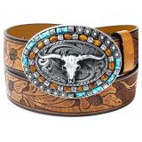 $8 Western-Cowgirl-Belt for Women Men Turquoise Ov