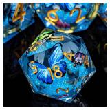 $20 Butterfly DND Dice Blue Liquid Core Dice Set w