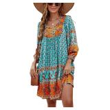 $37 SZ M-Bluetime Women Casual Summer Dress Boho V
