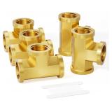 $16 GASHER 5 Pcs Brass Tee Fitting, 1/4' x 1/4' x