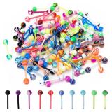 $10 CrazyPiercing 100Pcs 14G Acrylic Tongue Rings,