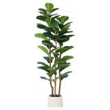 $73 Artificial Fiddle Leaf Fig Tree with White Pla