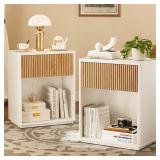 $110 Modern Fluted Nightstand Set of 2 for Bedroom