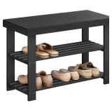 $36 SONGMICS Shoe Rack Bench, 3-Tier Bamboo Shoe S