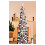 $37 HISFFOG 5FT Pop Up Christmas Tinsel Tree with