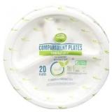 $40 Open Nature Compartment Plates, Compostable, 1