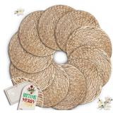 $31 13,7 Inch Round Woven Placemats Set of 10, Tab