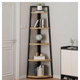 5 Tier Corner Bookshelf, Industrial Shelf Stand, S