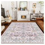 $60 Pink 8x10 Rug, Soft Rug for Bedroom, Washable