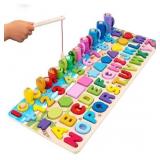 Montessori Toys - 6 in 1 Wooden Blocks Logarithmic