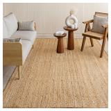 $315 HOMEMONDE Handwoven Braided Jute Area Rug | R