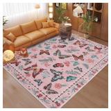 $46 Pink Rugs for Bedroom Grils 6x9 Washable Non-S