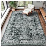 $80 8x10 Washable Area Rug, Vintage Living Room Ru
