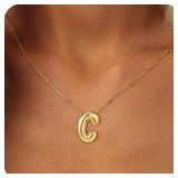 $10 BAYLAY Bubble Letter Necklace Gold, 18K Gold P