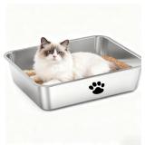 $37 Stainless Steel Cat Litter Box, Large Metal Li