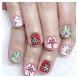 $6 24Pcs Short Square Press on Nails with Bowknot