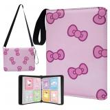 $18 400 Pockets Pink Card Binder,Portable Shoulder