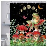 $23 Moon Phase Shower Curtain, Mushroom Frog Butte