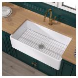 $399 Miuara Farmhouse Sink 36 x 20 Inch White Fire